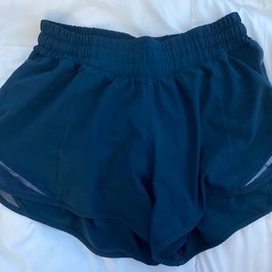 Navy LuluLemon Hotty Hot Shorts 4” Tall